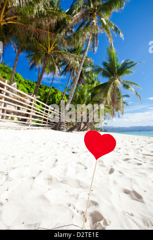 Red Heart On Sandy Beach Word Stock Photo 1161487648