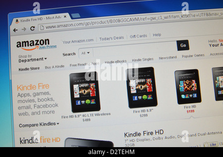 Amazon Kindle Fire com website screenshot Stock Photo