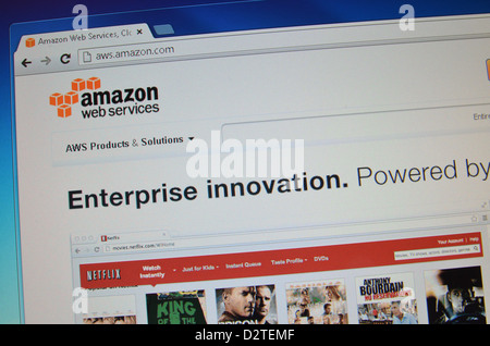 amazon web services website screenshot Stock Photo
