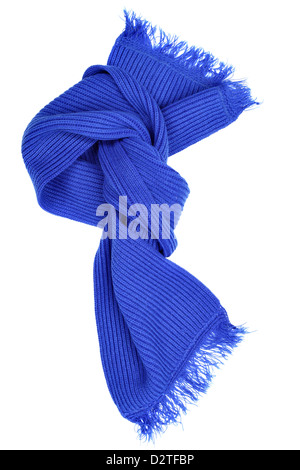 Blie woolen scarf isolated over white background Stock Photo