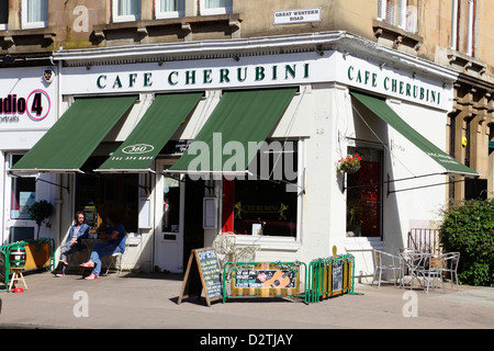 Cafe Cherubini a traditional Italian Cafe on Great Western Road in the West End of Glasgow, UK Stock Photo