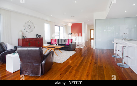 Modern living room in Australian mansion Stock Photo