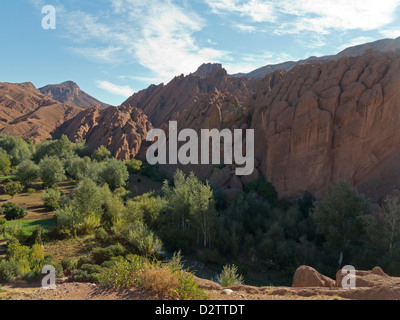 A water course running through a gorge in Valley Du Dades known locally as Monkey feet or Monkey fingers, Morocco, North Africa Stock Photo