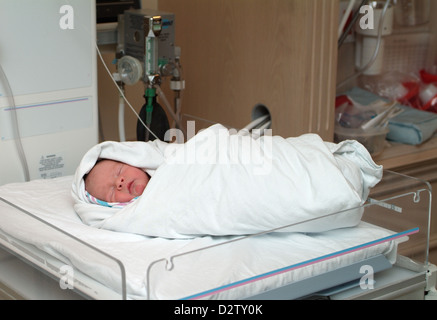 Swaddled newborn in hospital Stock Photo