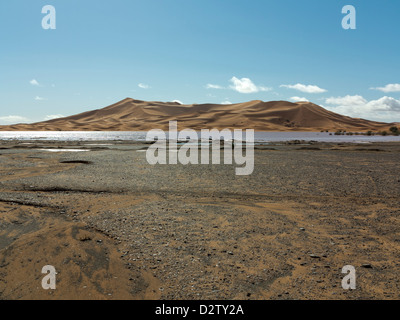 Dayet Srji, the small seasonal lake west of Merzouga filled after torrential spring rainfall, Morocco North Africa Stock Photo