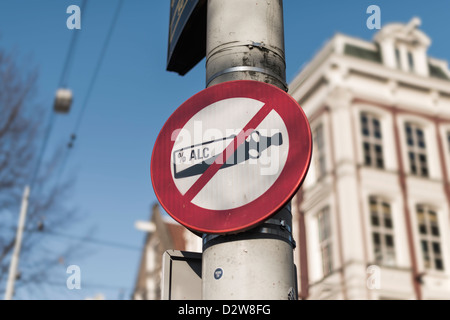 A no drinking/Alcohol sign in Amsterdam Stock Photo