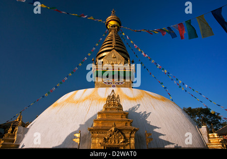 Swayambhunath Buddhist Stupa known also as the Monkey Temple in Kathmandu, Nepal. Stock Photo