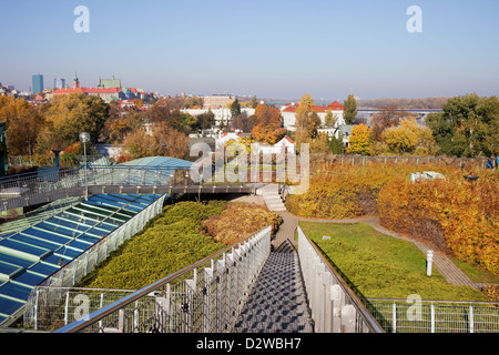 Public roof garden of Warsaw University Library in autumn, Poland. Stock Photo