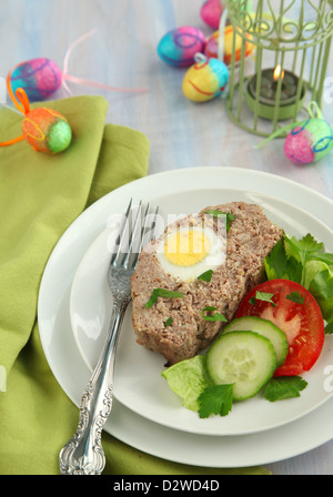 Sliced meatloaf with egg Stock Photo