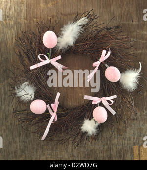 Easter wreath with Easter eggs Stock Photo