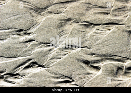 Sand patterns formed the action of surf, tide and wind. Stock Photo