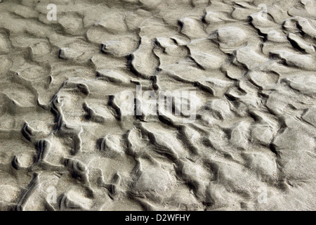 Sand patterns formed by waves, wind and tide. Stock Photo