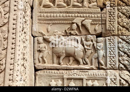 Detail on the wall of Baphuon Temple, Angkor Thom, Cambodia, Asia Stock Photo