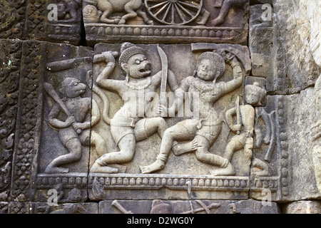 Detail on the wall of Baphuon Temple, Angkor Thom, Cambodia, Asia Stock Photo