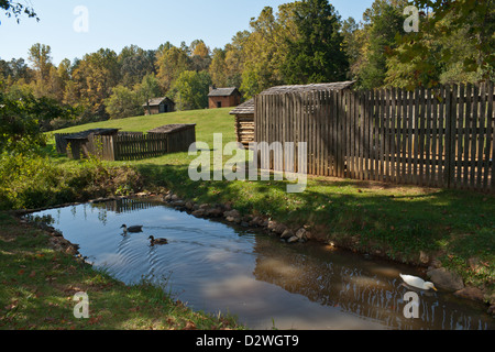 View from animal pens over the grounds of Booker T Washington National Monument in Virginia Stock Photo