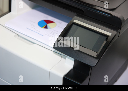 Touchscreen control panel of modern multifunction printer Stock Photo