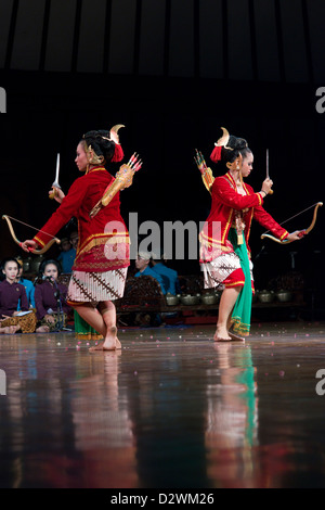 Javanese dancers perform a dance depicting scenes from the Ramayana in ...