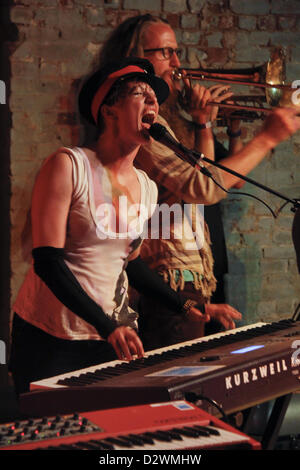 June 1, 2012 - Brooklyn, NY, U.S. - Amanda Palmer formerly of Dresden Dolls performing with her band Grand Theft Orchestra at The Loft in Brooklyn on May 31, 2012 celebrates her triumph raising funds for her new album on Kickstarter.com. (Credit Image: © Rahav Segev/ZUMAPRESS.com) Stock Photo