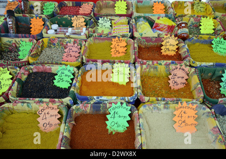 Outdoor spice stand in Nice, France Stock Photo