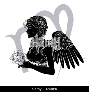 Illustration of Virgo the virgin zodiac horoscope astrology sign Stock Photo