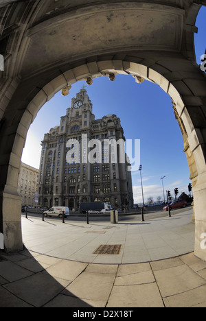 Royal Liver Assurance Building situated at Pier Head in Liverpool Stock Photo