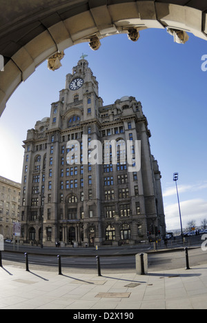 Royal Liver Assurance Building situated at Pier Head in Liverpool Stock Photo