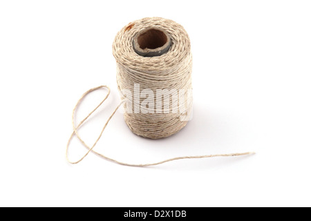 Ball of string or twine on a plain white background Stock Photo