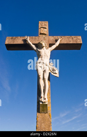 Roadside Christ on Cross - France. Stock Photo