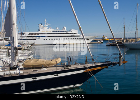 Super yacht  'Lady Moura' in Palma de Mallorca port, Balearic Spain Stock Photo