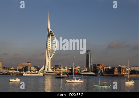 Spinnaker Tower and historical Portsmouth harbour Hampshire England Stock Photo