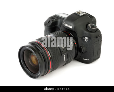 A Canon EOS 5D Mark III digital SLR camera with Canon EF 24-70mm f/2.8L zoom lens Stock Photo