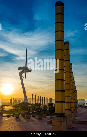Calatrava Tower, Olympic Park, Barcelona, Catalonia, Spain Stock Photo