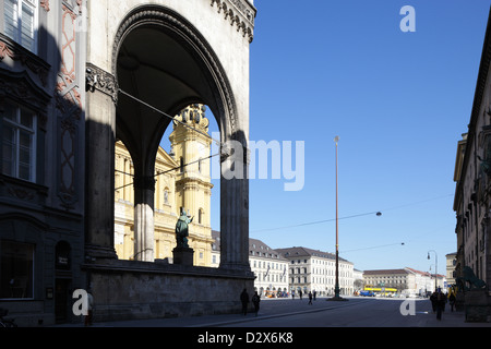 Munich, Germany, the Feldherrnhalle and Theatinerkirche Odeonsplatz Stock Photo