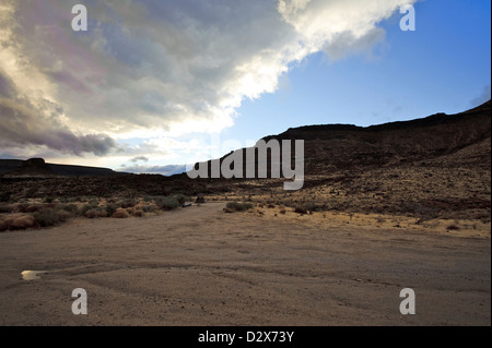 East Mojave National Preserve winter evening near Hole-in-the-Wall Campground Stock Photo