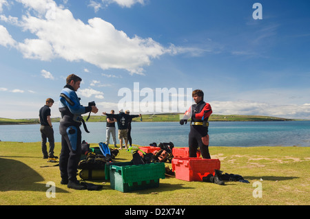 Scuba diving in Scapa Flow, Orkney Islands, Scotland. Stock Photo