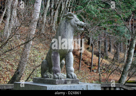 Komainu statue at the entrance of Mitsumine-Jinja Shinto Shrine Saitama Japan Stock Photo