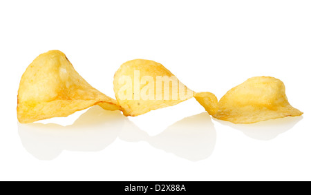 Potato chips isolated on a white background Stock Photo