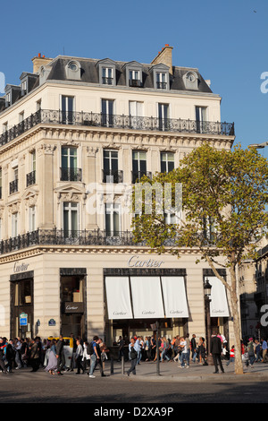 Cartier store on the Avenue des Champs Elysées in the evening, 8th