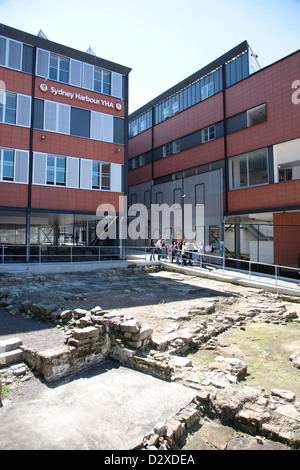 YHA The Rocks - The site of an archaeological excavation - with convict buildings dating back to the 1790s Sydney Australia Stock Photo