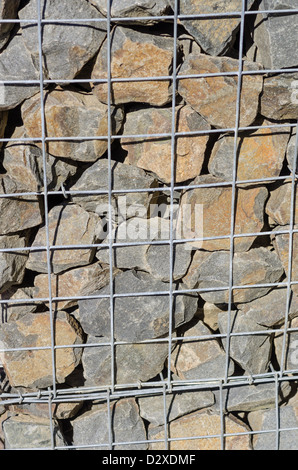 Stone Wall Retaining Mesh Stock Photo - Alamy