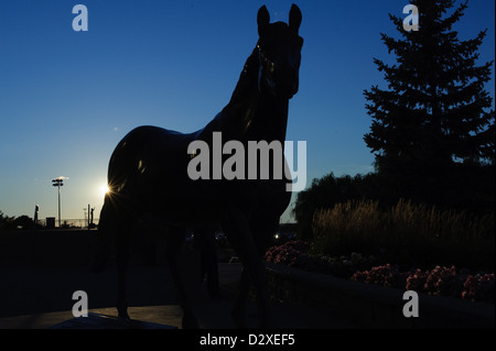 A statue of Northern Dancer stands at the entrance to Woodbine Race Course in Ontario, Canada on September 15, 2012. Stock Photo