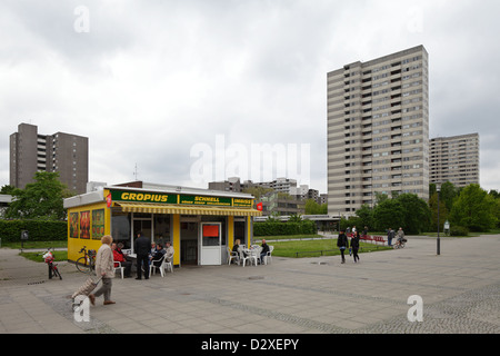 Berlin, Germany, snack bar in the Gropiusstadt on Bat-Yam-place Stock Photo