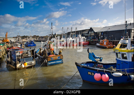 Fishing boats at Whitstable harbour, Kent, UK Stock Photo