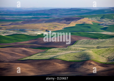 Aerial view of rolling landscape Stock Photo