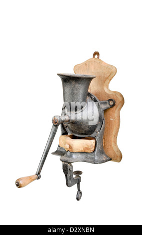 An old coffee grinder on white background Stock Photo