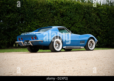Image of a blue Chevrolet Corvette Stingray car. Stock Photo