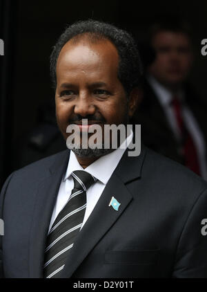 HASSAN SHEIKH MOHAMUD PRESIDENT OF SOMALI AT NUMBER 10 DOWNING STREET LONDON ENGLAND UK 04 February 2013 Stock Photo