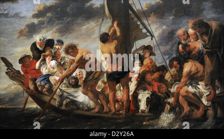 Jacob Jordaens (1593-1678). Flemish painter. St. Peter finding the tribute money or The Ferry Boat to Antwerp, 1623. Stock Photo
