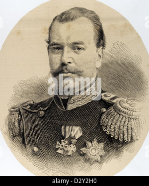 Alexander III of Russia (1845-1894). Emperor of Russia. Engraving of The Spanish and American Illustration, 1877. Stock Photo
