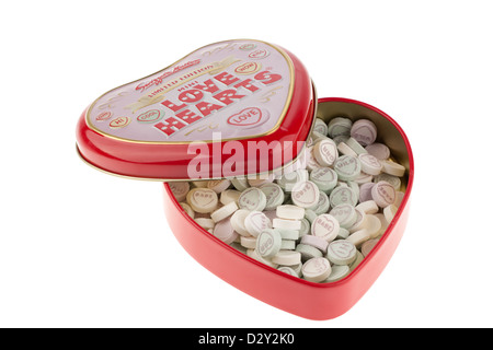 Tin of Swizzels Matlow limited edition Mini Love Hearts Stock Photo